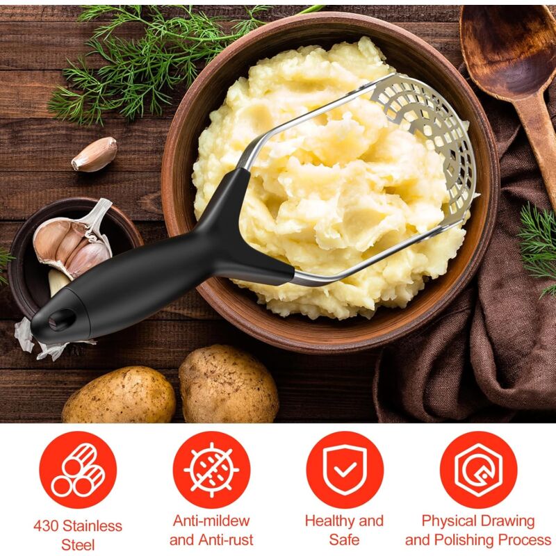 Stainless Steel Potato Masher, Professional Manual Potato Ricer With Non-Slip Handle, Foldable Apple Masher For Fruits,