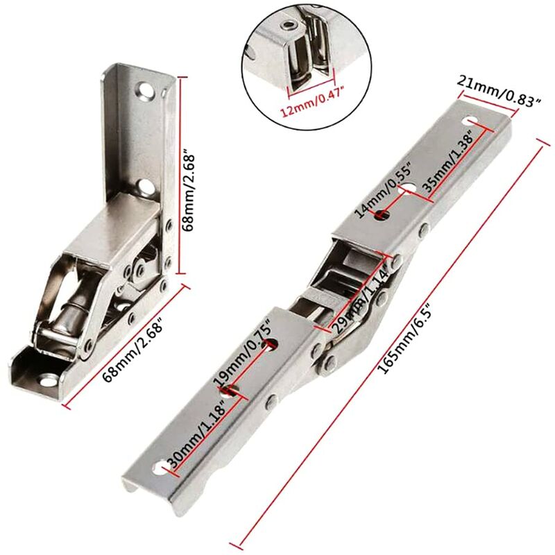 2 pcs Stainless Steel 90 Degree Folding Shelf Hinge Hidden Bracket Table Support Hinge Furniture Accessories Folding