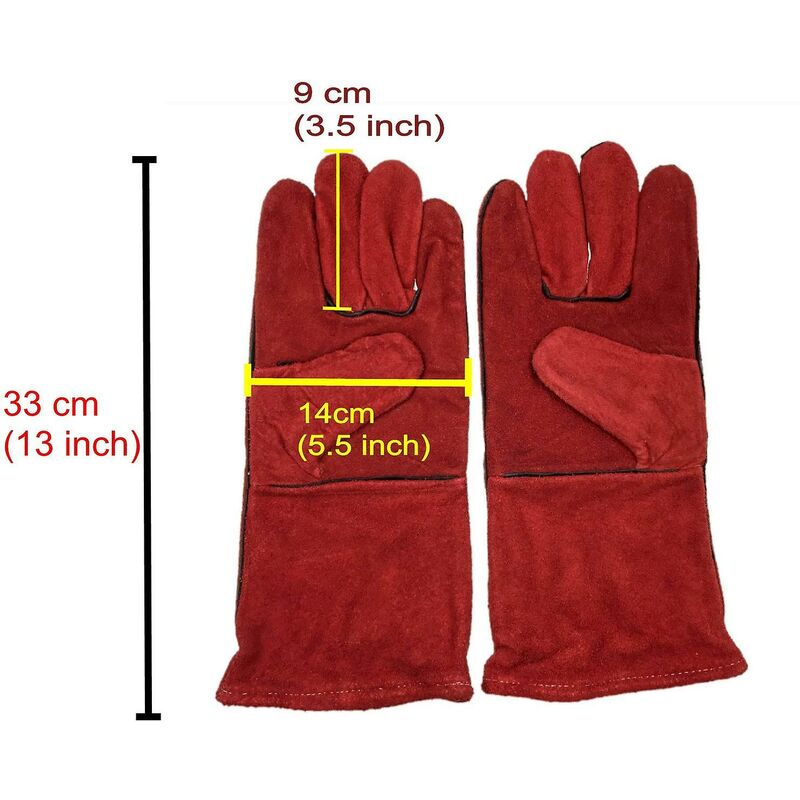 Heavy Duty Large Heat Resistant Leather Lined Welding Gloves For Wood Stove Log Burner Bbq, Gardening Gloves For Men