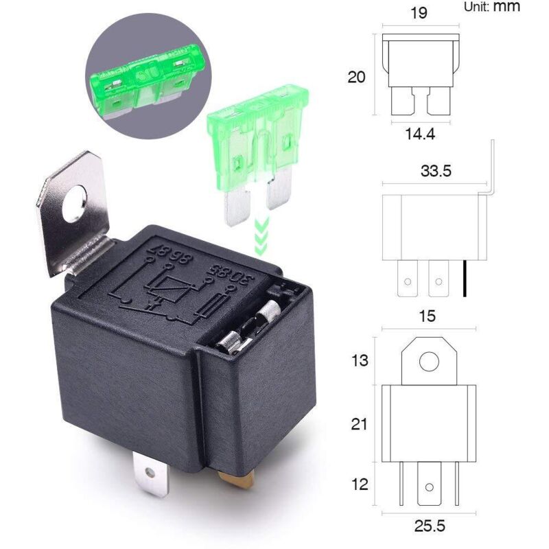 6 pcs 12V 30A Fuse Relay Switch Harness Ato/Atc Blade Fuse, 5 Pin Spst Automotive Electrical Relays With Heavy Duty 14