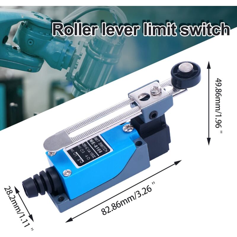 2 pcs Me-8108 Momentary Limit Switch, Adjustable ROtary Lever Switch Nc-No For Machinery And Other Electronic Equipment