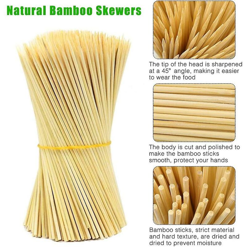 400 Wooden Bamboo Skewers Sticks For Bbq Fruit Chocolate Fondue Fountain 15Cm