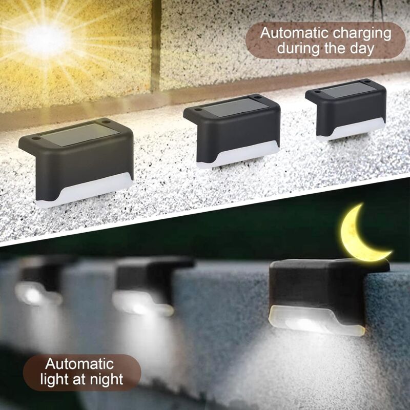 Waterproof Solar Fence Light, Solar Deck Light, Stair Light, Ip65 LED Solar Garden Lights For Patio Stair Fences (Warm
