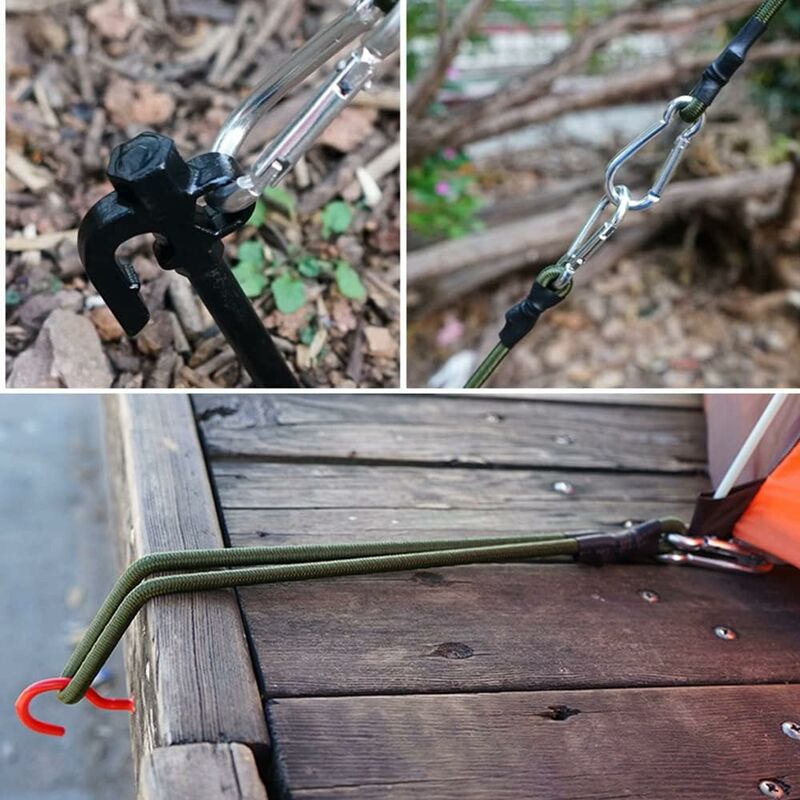 2 Pack 30Cm Heavy Duty Mini Bungee Cords With Carabiner For Camping, Luggage, Travel