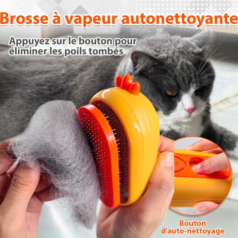Cat Steam Brush With Release Button, Rechargeable Cat Steam Brush For Long And Short Hair Cats Dogs Rabbits,