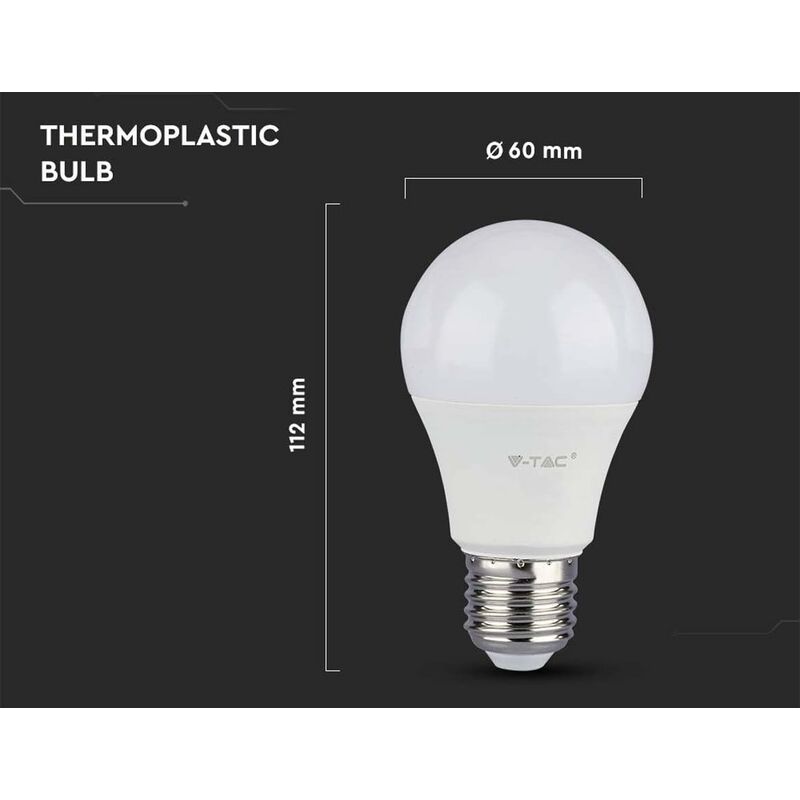 Pack Of 10 Pack Of 10 E27 9W A60 LED Bulbs - Warm White Light 4200K - 806 Lumen