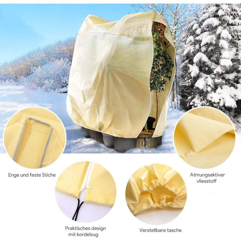 Plant Cover, Adjustable Plant Protection Cover With Zipper Drawstring, Reusable Frost-Proof Plant Protection Bag, 180 X