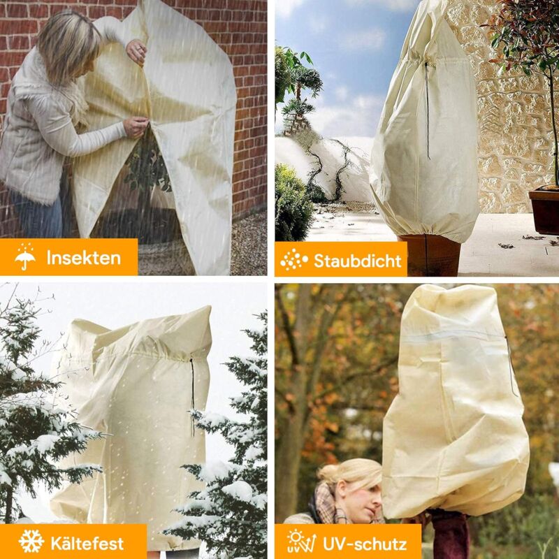 Plant Cover, Adjustable Plant Protection Cover With Zipper Drawstring, Reusable Frost-Proof Plant Protection Bag, 180 X