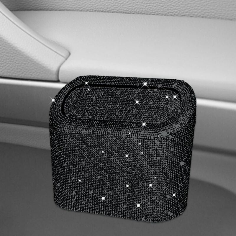 Car-Mounted Diamond-Encrusted Trash Can, Car Storage Bucket, Hanging Car Storage Bag, Creative Diamond-Encrusted Mini
