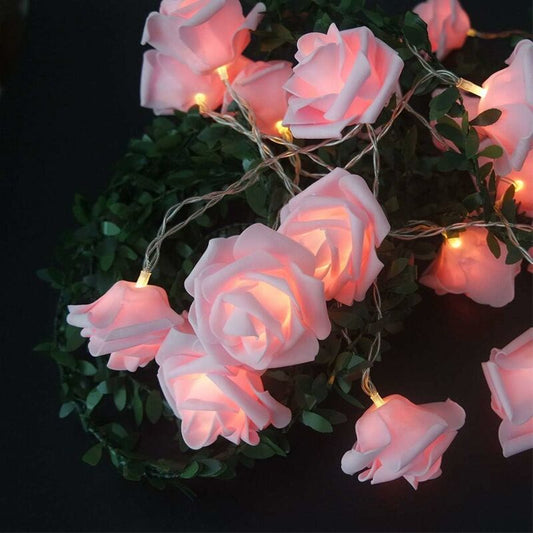 Battery Operated LED String Lights Pink Flowers Pattern Diameter 6Cm, Pe (Polyethylene)., Pink, 3M 20LED