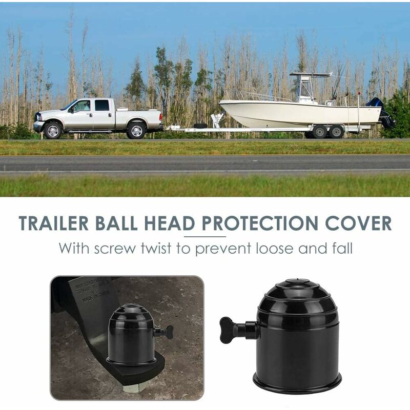 Trailer Hitch Ball Cover, 50Mm Universal Hitch Ball Cap Tow Ball Cover Trailer Hitch Ball Protective Cover, Black