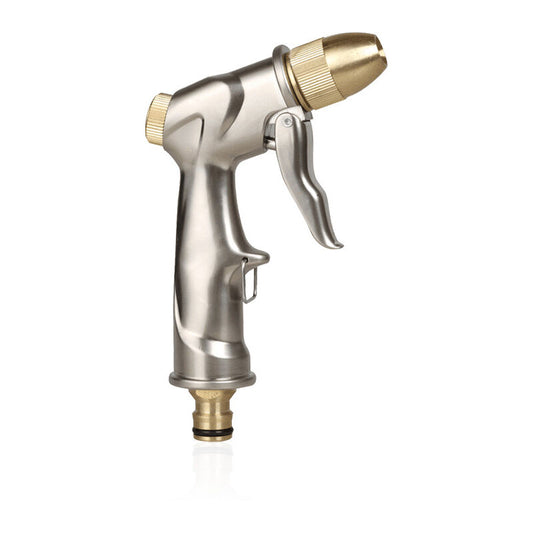 Garden Hose Spray Gun With Full Brass Nozzle, 100% Metal Heavy Duty Water Gun, High Pressure Spray Nozzle For Watering