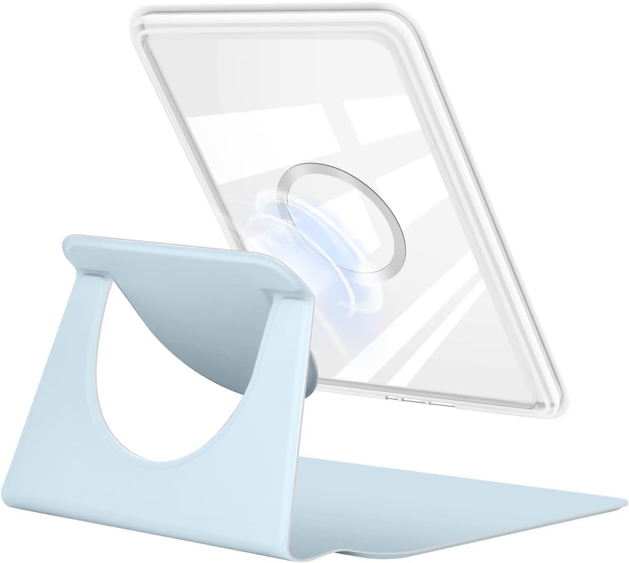 360° Rotating & Detachable Magnetic Case for 7" Kindle Paperwhite 12th Generation (2024)  – Auto Wake/Sleep, Hands-Free Stand, Clear Back Cover(Light blue)