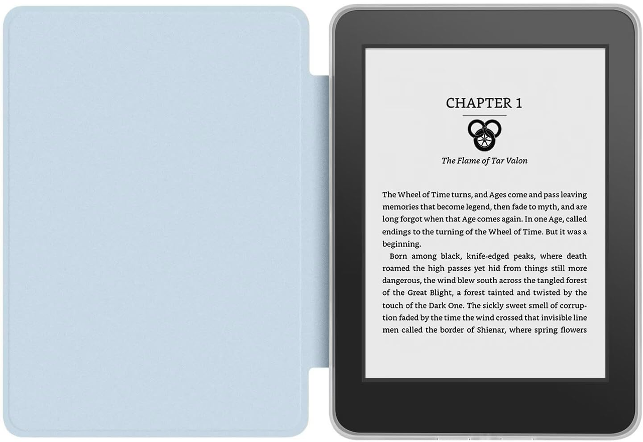 360° Rotating & Detachable Magnetic Case for 6.8" Kindle Paperwhite 11th Generation (2021)  – Auto Wake/Sleep, Hands-Free Stand, Clear Back Cover(Light blue)