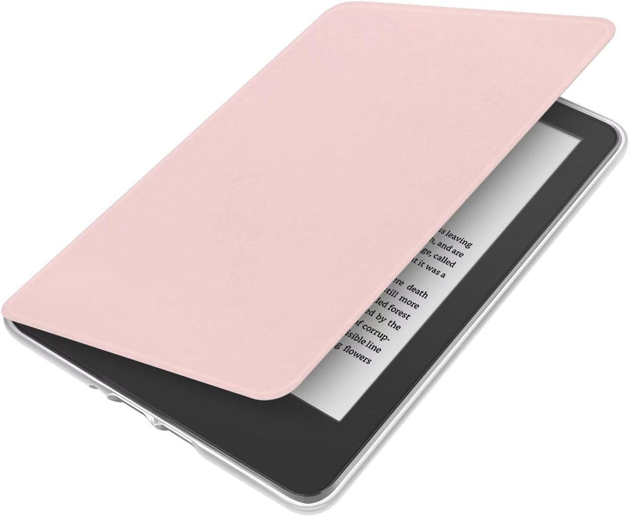 360° Rotating & Detachable Magnetic Case for 6.8" Kindle Paperwhite 11th Generation (2021)  – Auto Wake/Sleep, Hands-Free Stand, Clear Back Cover(pink)