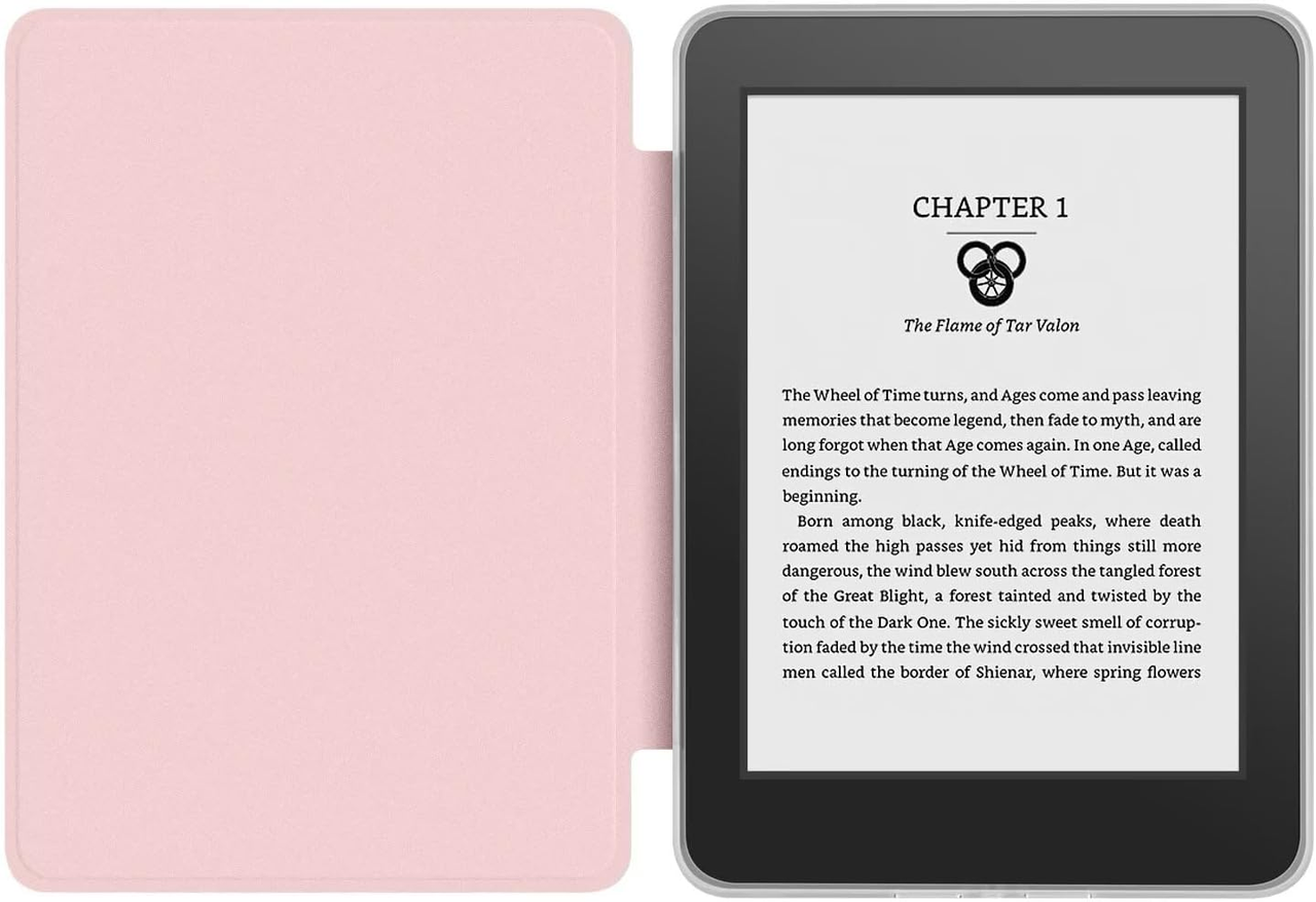 360° Rotating & Detachable Magnetic Case for 6.8" Kindle Paperwhite 11th Generation (2021)  – Auto Wake/Sleep, Hands-Free Stand, Clear Back Cover(pink)
