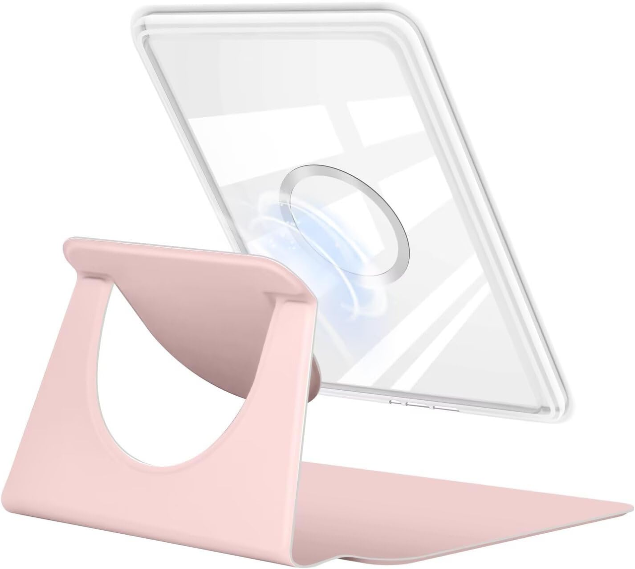 360° Rotating & Detachable Magnetic Case for 6.8" Kindle Paperwhite 11th Generation (2021)  – Auto Wake/Sleep, Hands-Free Stand, Clear Back Cover(pink)