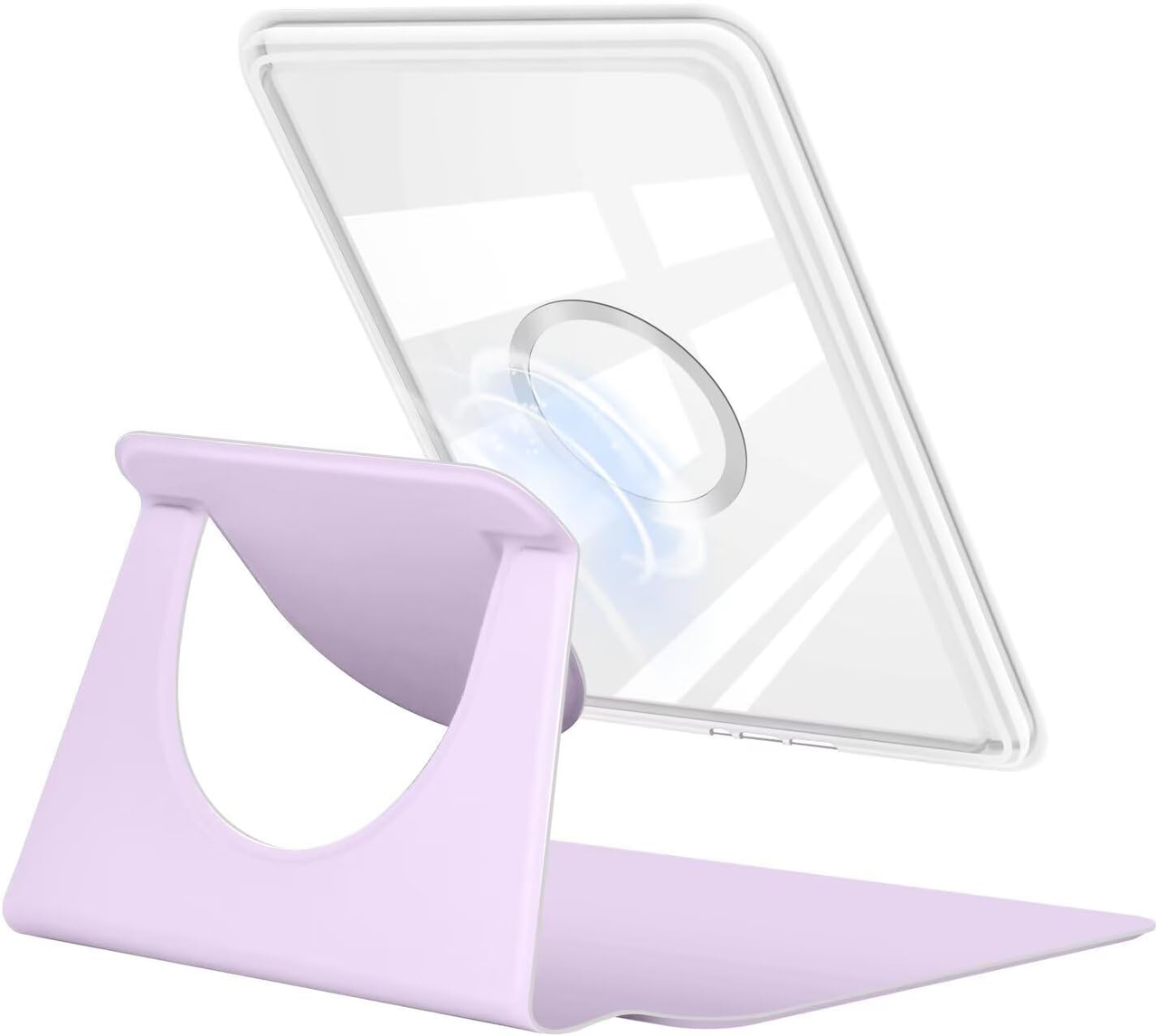 360° Rotating & Detachable Magnetic Case for 7" Kindle Paperwhite 12th Generation (2024)  – Auto Wake/Sleep, Hands-Free Stand, Clear Back Cover (Light purple)