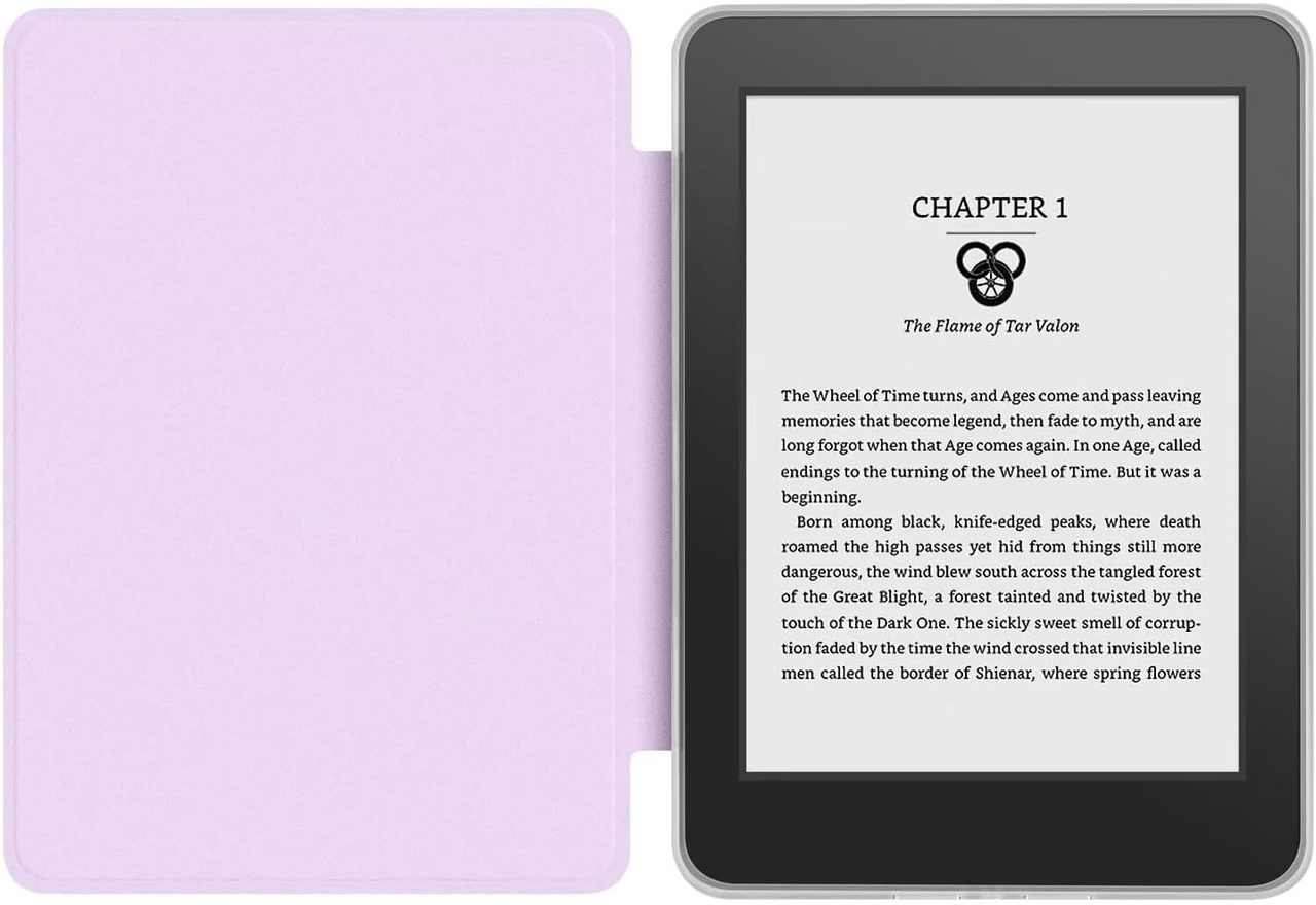 360° Rotating & Detachable Magnetic Case for 6.8" Kindle Paperwhite 11th Generation (2021)  – Auto Wake/Sleep, Hands-Free Stand, Clear Back Cover (Light purple)