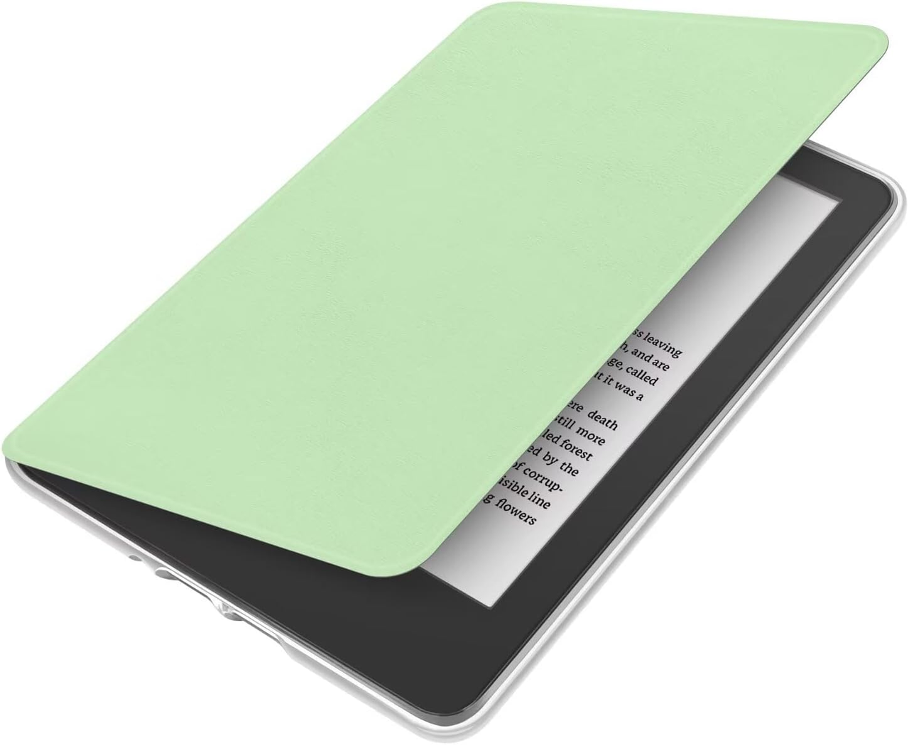 360° Rotating & Detachable Magnetic Case for 7" Kindle Paperwhite 12th Generation (2024)  – Auto Wake/Sleep, Hands-Free Stand, Clear Back Cover (Light green)