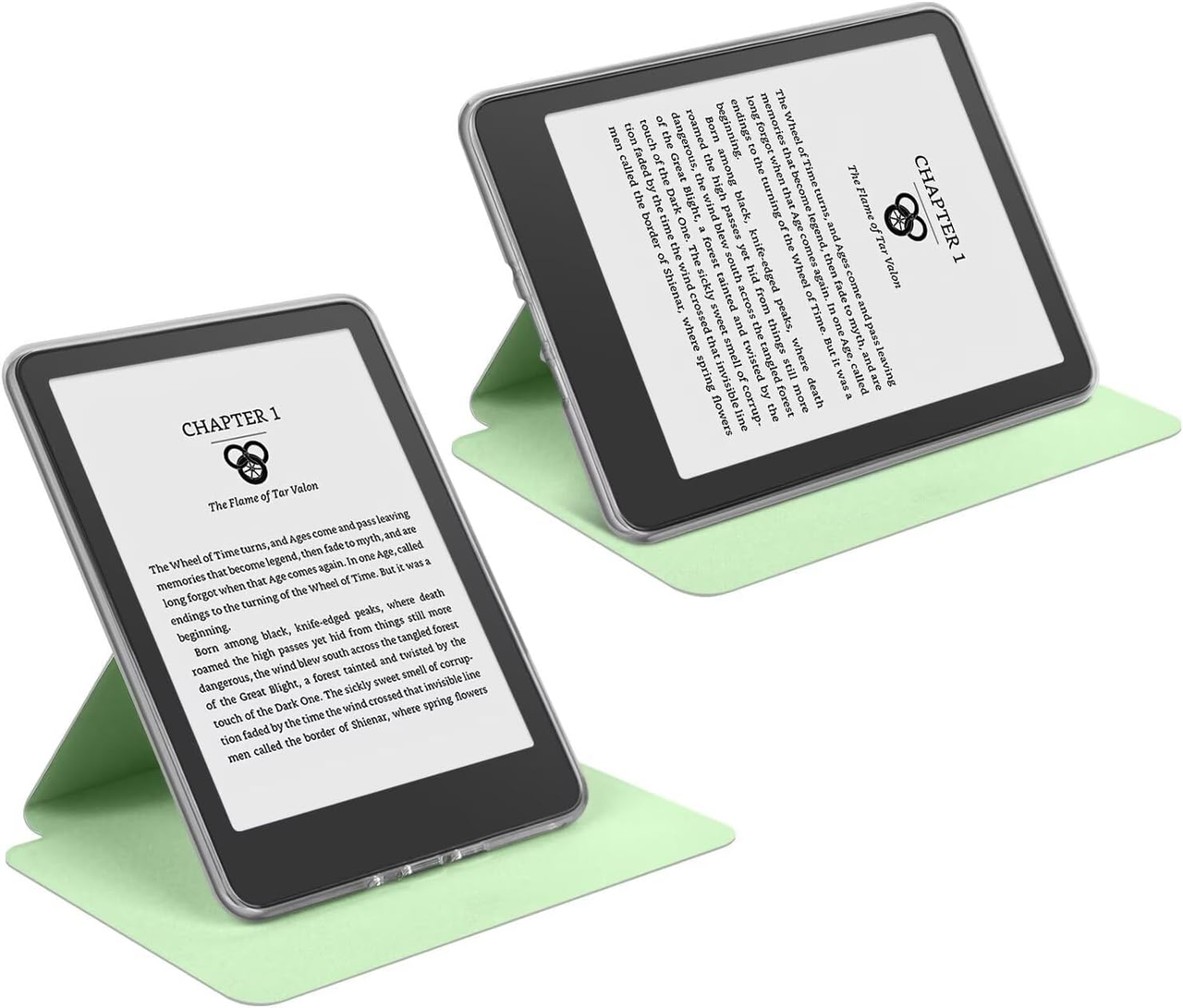 360° Rotating & Detachable Magnetic Case for 7" Kindle Paperwhite 12th Generation (2024)  – Auto Wake/Sleep, Hands-Free Stand, Clear Back Cover (Light green)