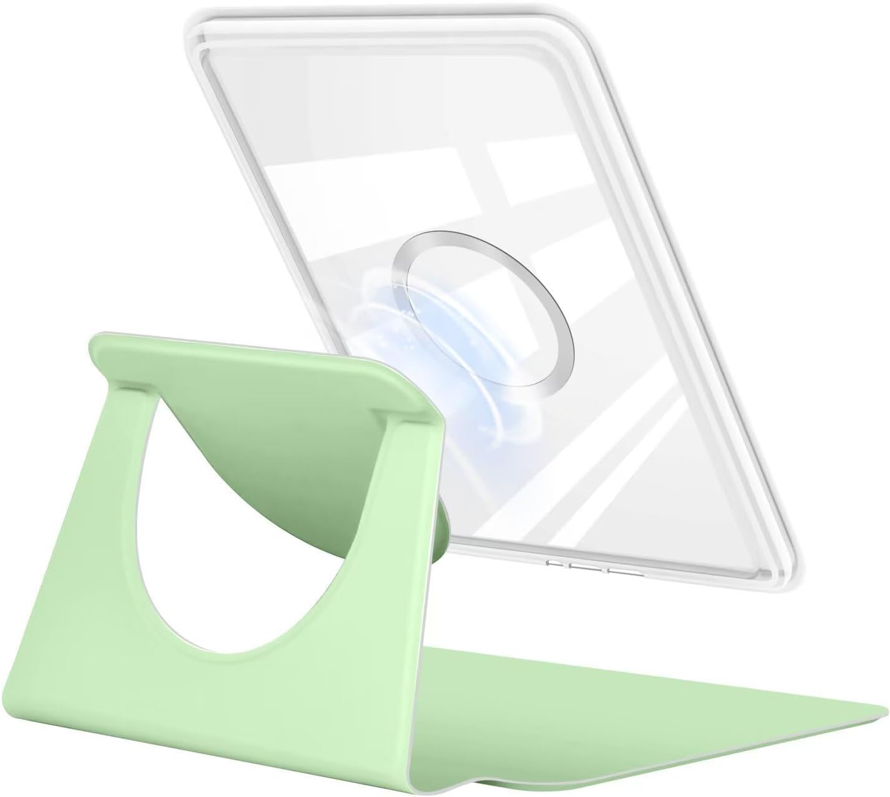 360° Rotating & Detachable Magnetic Case for 6.8" Kindle Paperwhite 11th Generation (2021)  – Auto Wake/Sleep, Hands-Free Stand, Clear Back Cover (Light green)