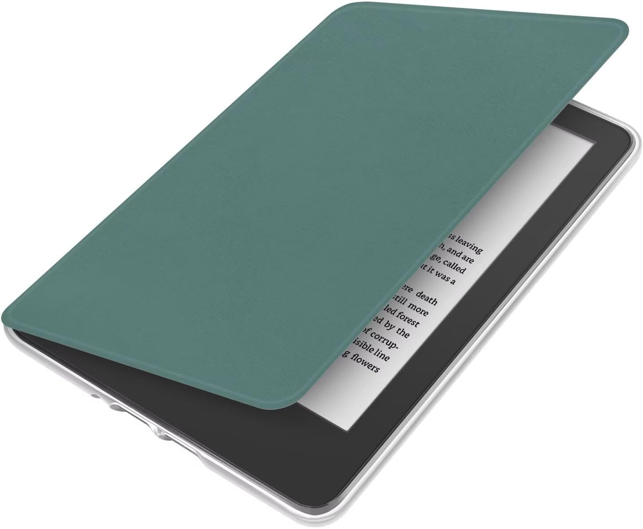 360° Rotating & Detachable Magnetic Case for 7" Kindle Paperwhite 12th Generation (2024)  – Auto Wake/Sleep, Hands-Free Stand, Clear Back Cover (Dark Green)