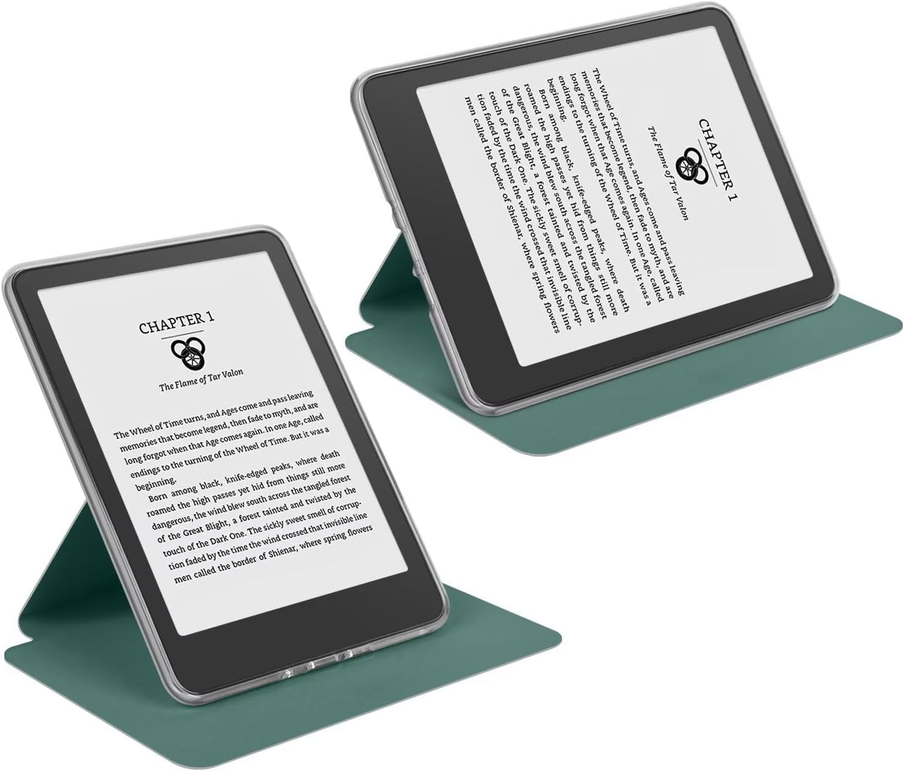 360° Rotating & Detachable Magnetic Case for 7" Kindle Paperwhite 12th Generation (2024)  – Auto Wake/Sleep, Hands-Free Stand, Clear Back Cover (Dark Green)