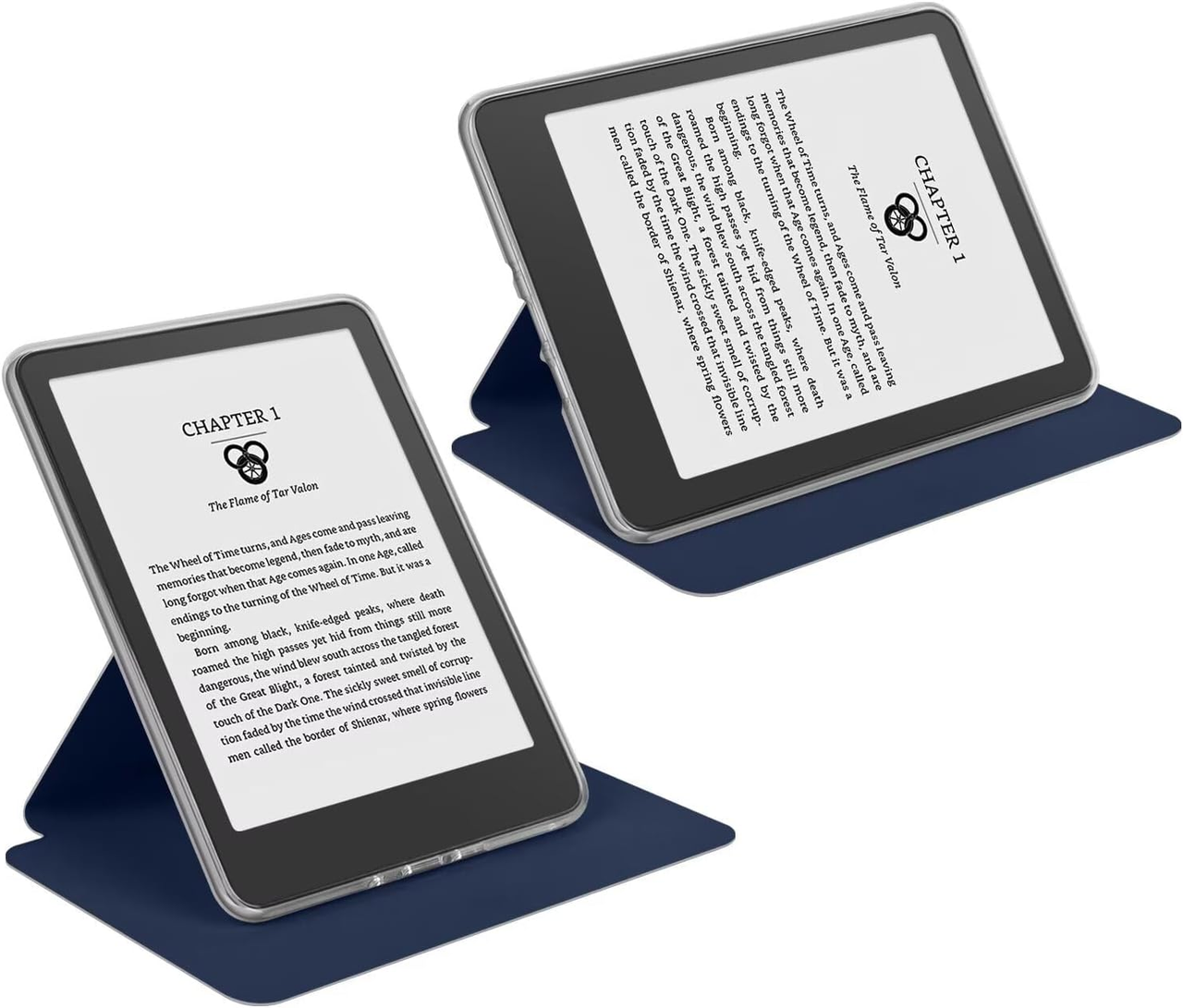360° Rotating & Detachable Magnetic Case for 6.8" Kindle Paperwhite 11th Generation (2021)  – Auto Wake/Sleep, Hands-Free Stand, Clear Back Cover (Dark Blue)