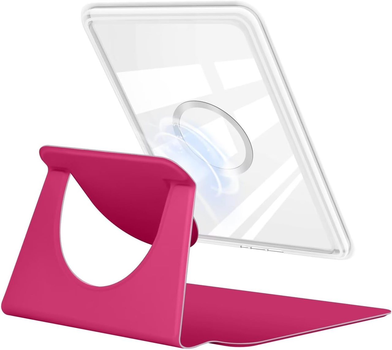 360° Rotating & Detachable Magnetic Case for 7" Kindle Paperwhite 12th Generation (2024)  – Auto Wake/Sleep, Hands-Free Stand, Clear Back Cover (Rose Red)