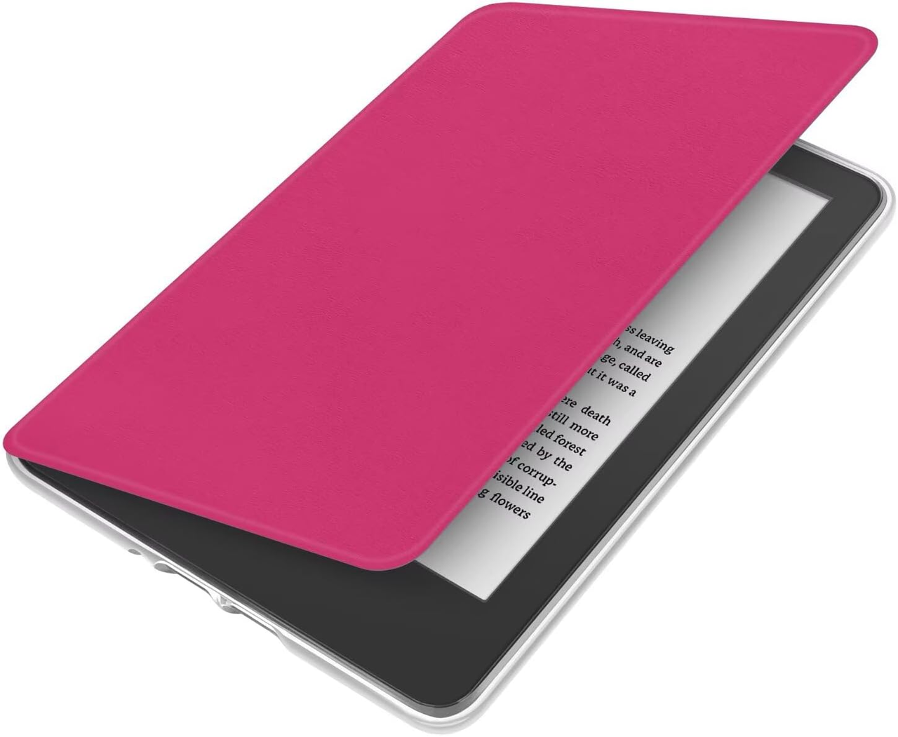 360° Rotating & Detachable Magnetic Case for 6.8" Kindle Paperwhite 11th Generation (2021)  – Auto Wake/Sleep, Hands-Free Stand, Clear Back Cover (Rose Red)