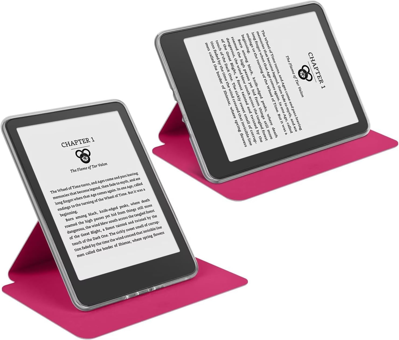 360° Rotating & Detachable Magnetic Case for 6.8" Kindle Paperwhite 11th Generation (2021)  – Auto Wake/Sleep, Hands-Free Stand, Clear Back Cover (Rose Red)