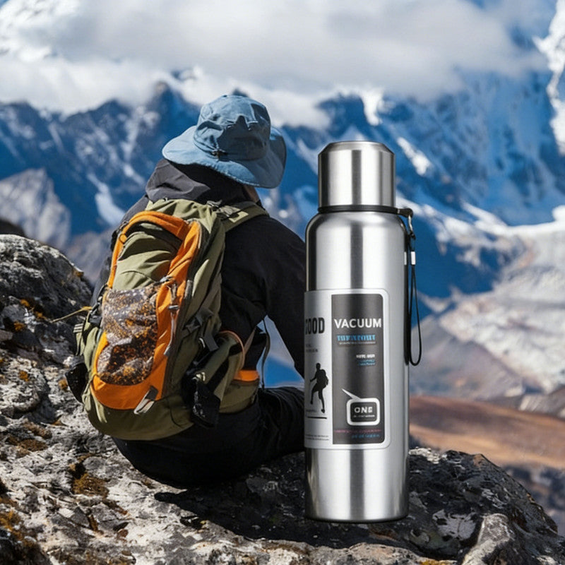 Antibacterial 316 Stainless Steel Vacuum Flask 600ml | Tea Infuser & Insulated Bottle for Hot/Cold Drinks (Bright silver)
