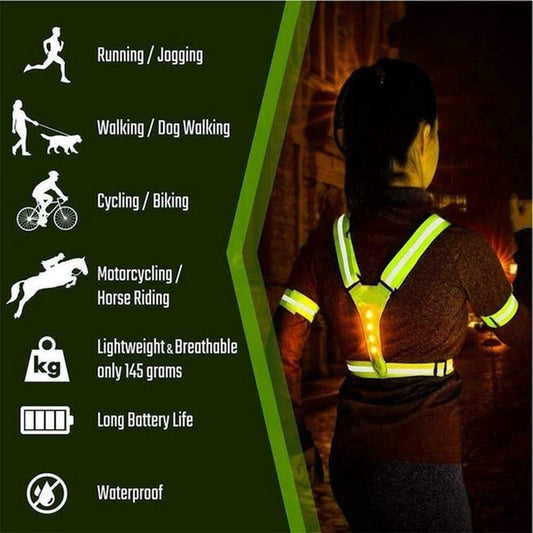 Running vest with LED - Running - Reflective - Safety vest - Running accessories - Running LED - Sports vest - Running vest - One size fits all