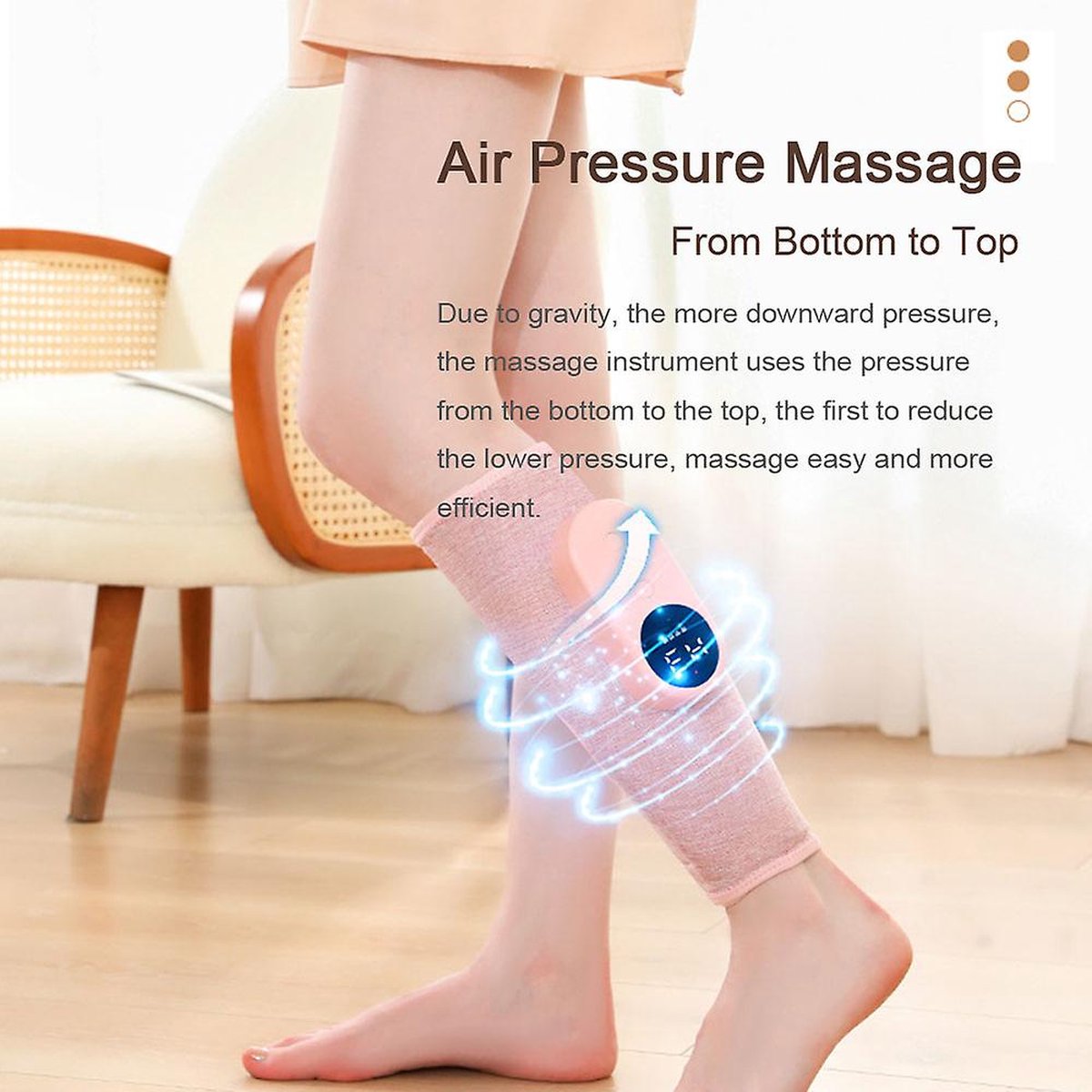 Leg massager - Calf massager - Leg massager for blood circulation -  Cordless massage - Air compression - Relieves leg pain - Adjustable intensity (pink)