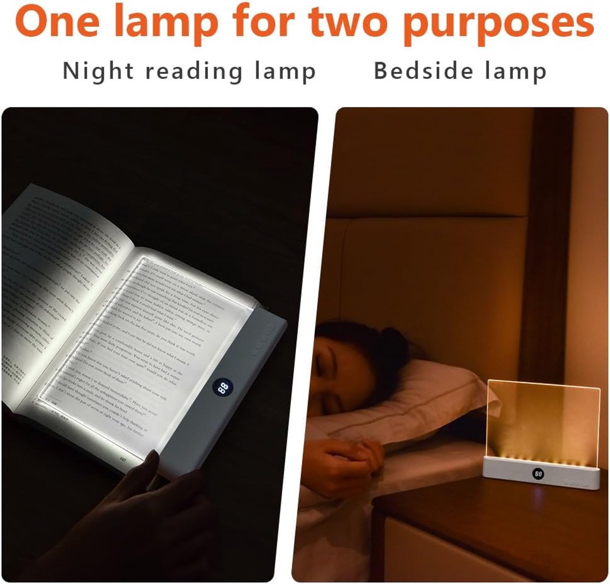 Lampe de lecture plate, lampe de chevet LED , lampe de lecture de livre, lampe de lecture de protection, lampe de lecture de nuit (blanc)