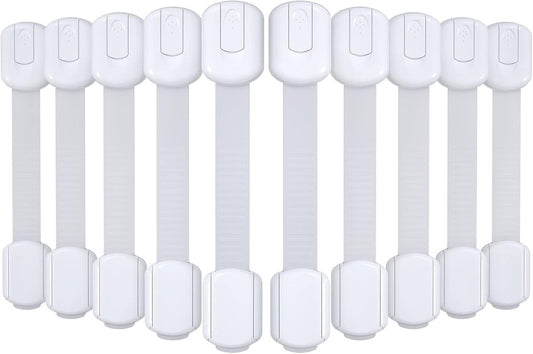 Mogi Products - Child Locks - 10 Pieces - For Cabinets and Drawers - Cabinet Safety - Safety Locks - Adhesive