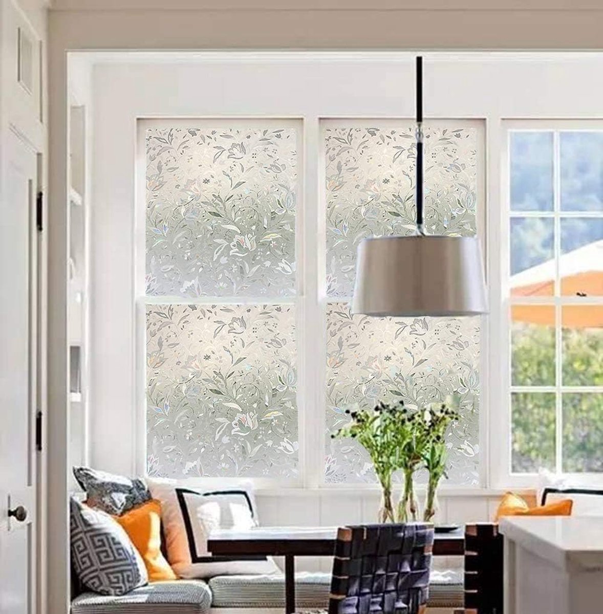 Window film - decorative window film - window sticker - 45x300 cm - Static cling - 3D Orchid - UV-resistant - Privacy screen - Translucent - Adhesive film without glue for windows and bathrooms