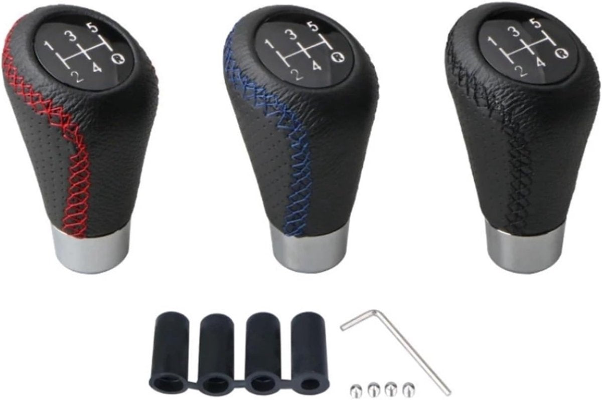 Gear shift lever - Manual gear shift lever - 5-speed transmission - Gear shift lever - Manual transmission - Black leather stitching - Universal gear shift lever (blue)