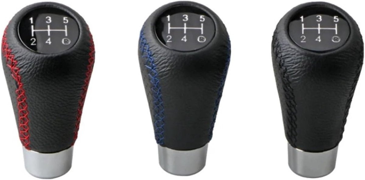 Gear shift lever - Manual gear shift lever - 5-speed transmission - Gear shift lever - Manual transmission - Black leather stitching - Universal gear shift lever (blue)
