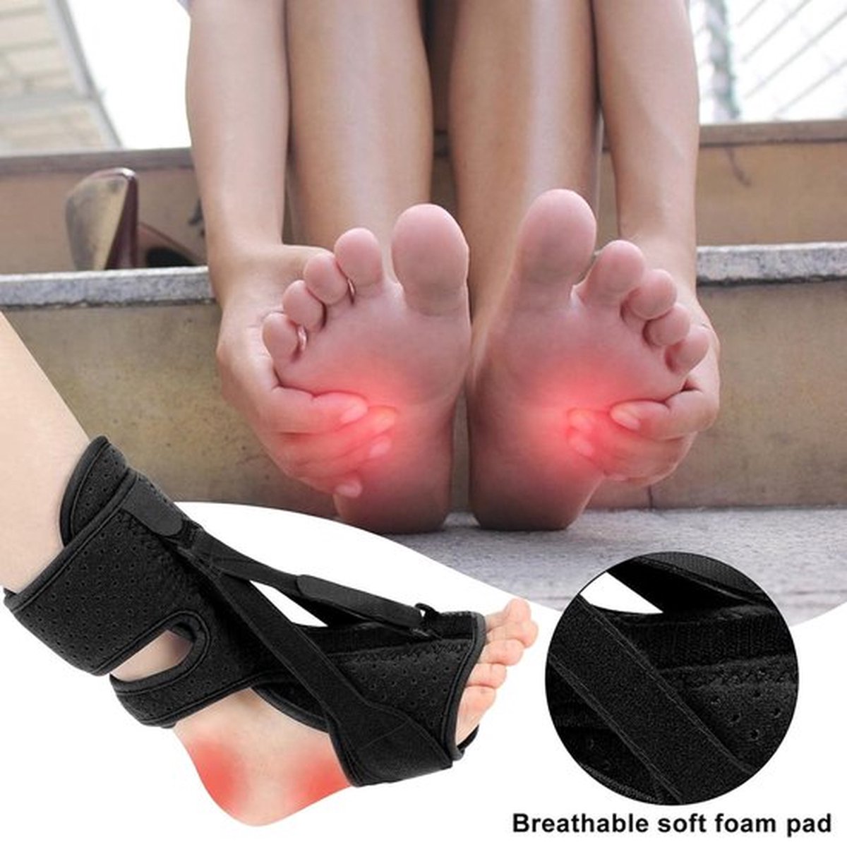 Night splint - Heel spur - Heel spur orthosis - Achilles tendon orthosis - Splint - Strasbourg sock - Achilles tendon - Extra support - Blauw