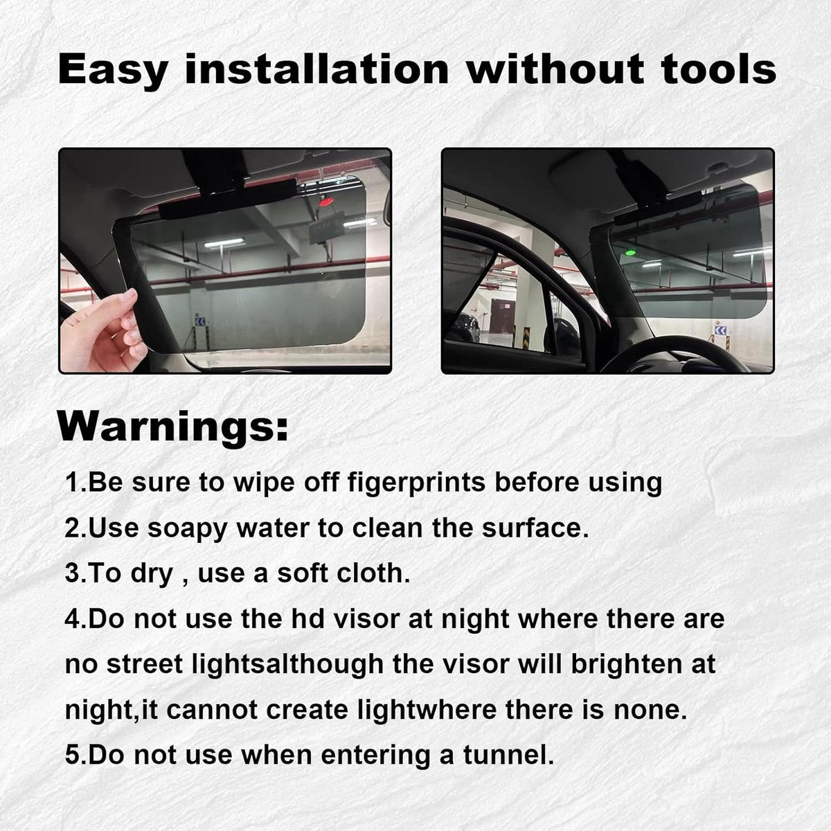 Car Sunshade - Universal - Polarized Anti-Glare - Sun Visor Extension - Powerful Light Blocking - Anti-Glare Protection - Diffused Light - Safe Driving - UV Protection - 32 x 14.5 cm - Black