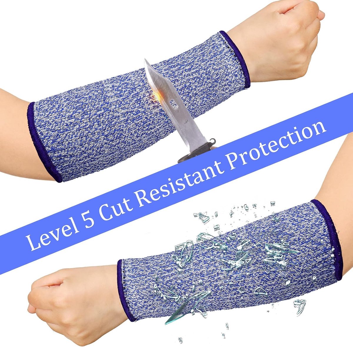 pairs of arm protectors for thin skin and bruises, cut-resistant forearm sleeve, level 5 burn arm protector (7.9 inches)