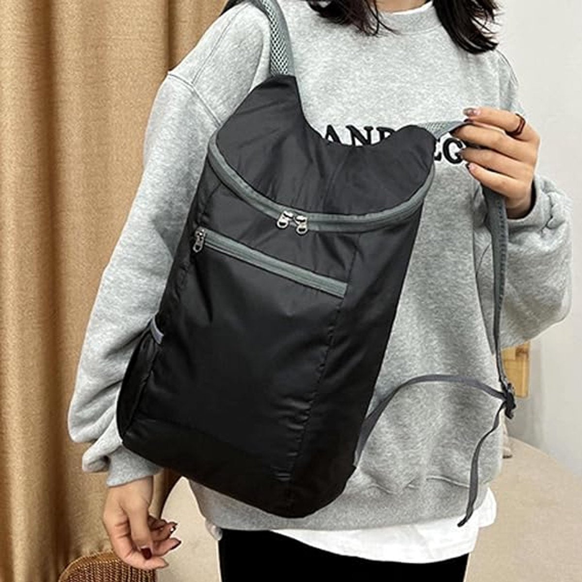 Backpack - Bag - Ultralight foldable backpack - Backpacks - Waterproof canvas, large capacity - Suitable for travel, hiking, camping, cycling, outdoor sports, Unisex, Black, One size