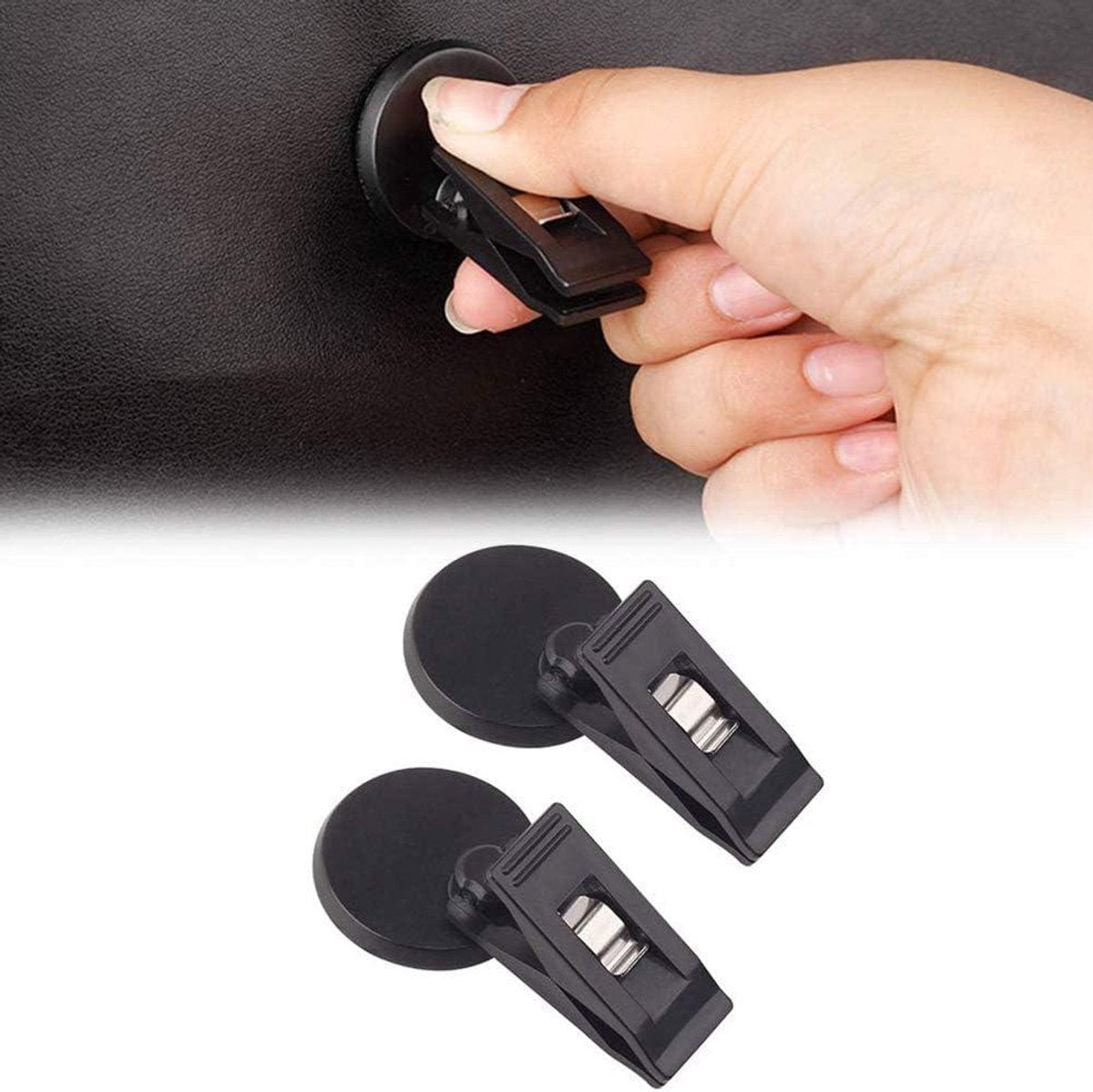 Set of 2 car windshield parking ticket holders - clip-on memo holder for cars, vans and caravans - self-adhesive ticket clips