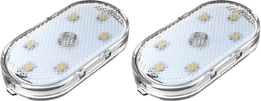 Set of 2 LED car interior lights, 7-color ambient lighting, USB rechargeable reading lights, portable