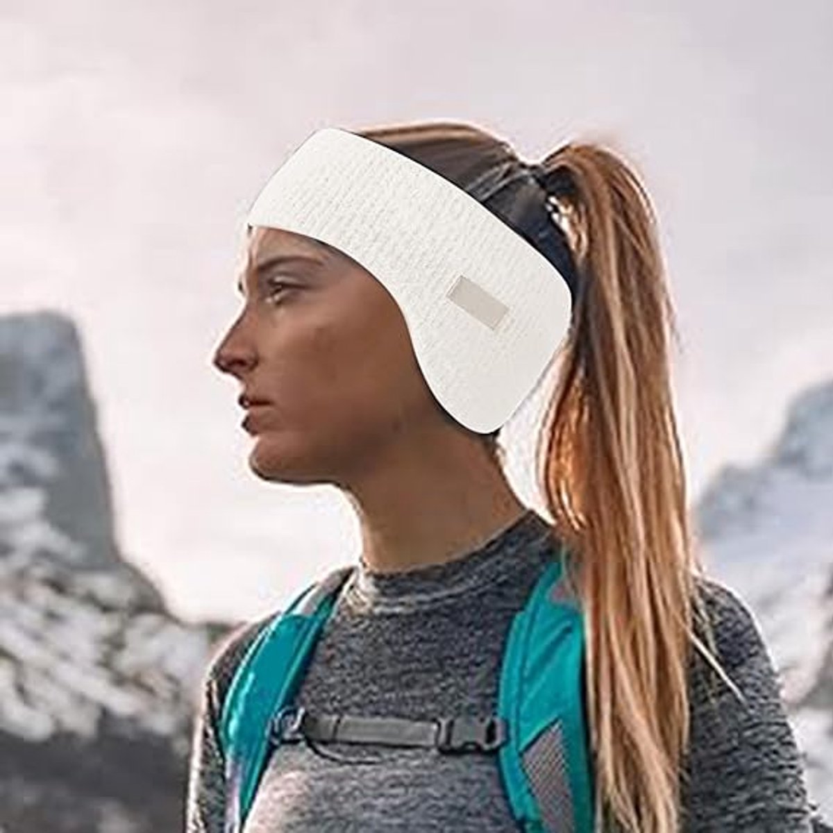 Noise-canceling earmuffs for sleeping - Soundproof earmuffs - Sleep mask - Noise-canceling headband for sleeping - Warm earmuffs for winter - Thick knit earmuffs - Suitable for cycling and sleeping - Wit