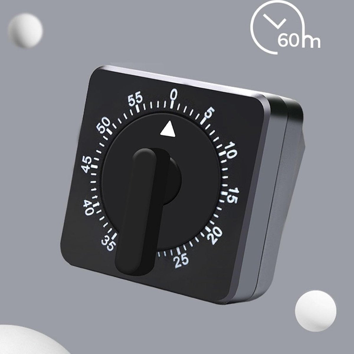 Kitchen Timer - Analog Kitchen Timer - Mechanical Kitchen Timer - 60 Minutes - Kitchen Gadget - Timer - Cooking Timer - Kitchen Tool - Suitable for Baking, Pastry, Cooking Eggs - Black