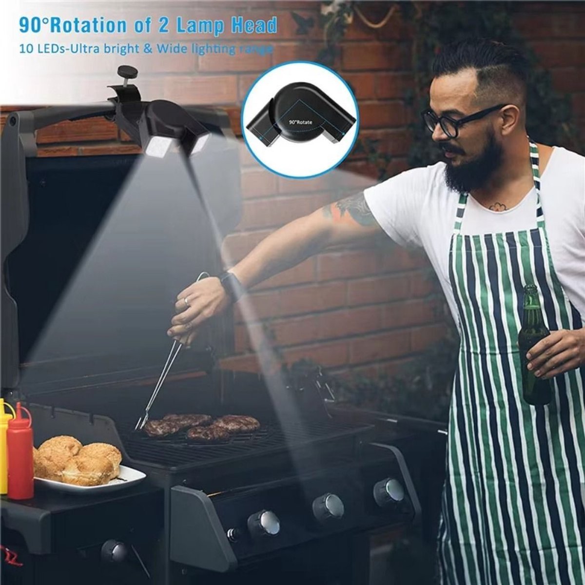 Grill lighting, Grill accessories, Bright double lamp, Cooking grill circulation light