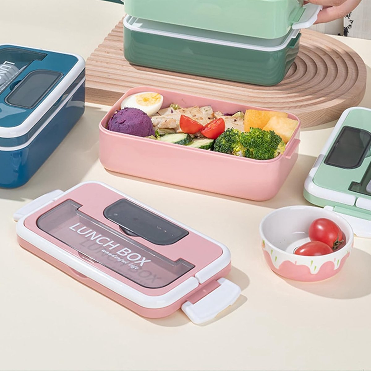 Lunch boxes - lunch box for adults - lunch box for children - lunch box with compartments - stackable lunch box - leakproof lunch container - 1600ML - with 2 layers - for children, adults, students (blue)